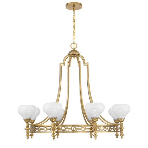Allston Eight Light Chandelier Warm Brass