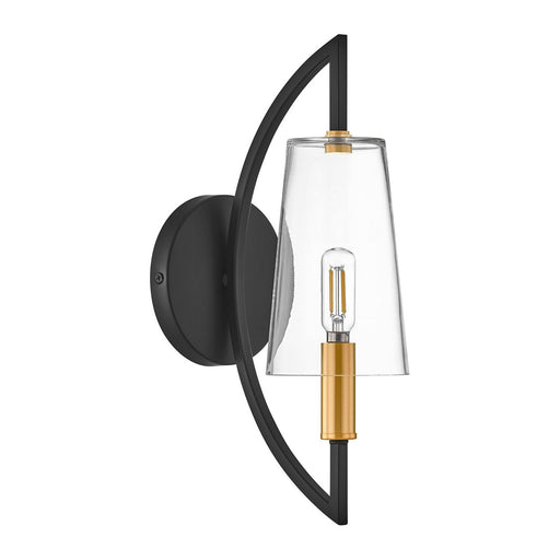 Hanley One Light Wall Sconce Matte Black and Warm Brass