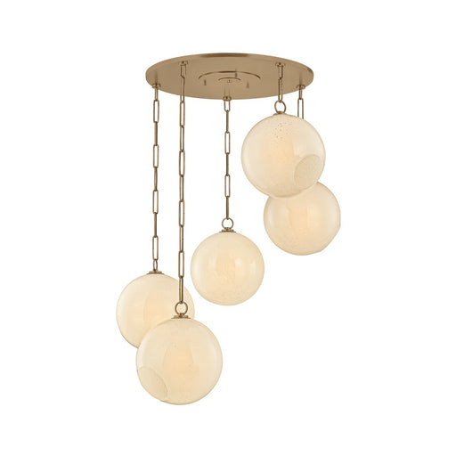 Bramble Five Light Chandelier Patina Brass