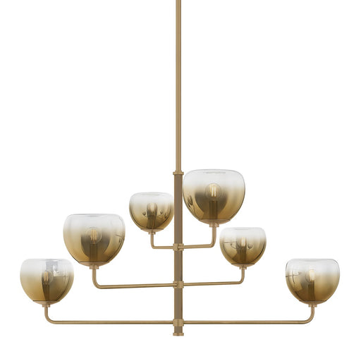 August Six Light Chandelier Patina Brass