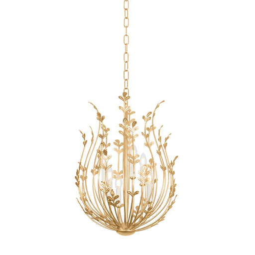 Delmore Six Light Chandelier Vintage Gold Leaf