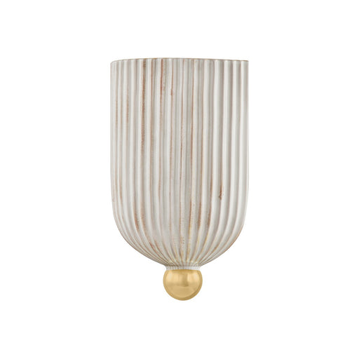 Amira One Light Wall Sconce Aged Brass/Ceramic Fluted Cream