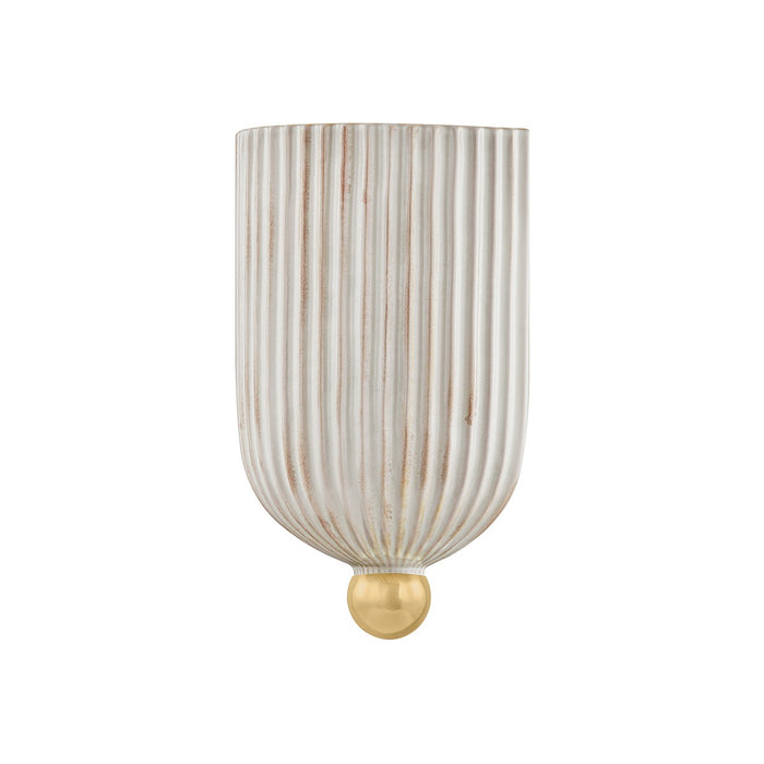 Mitzi - H1056101-AGB/CFC - One Light Wall Sconce - Amira - Aged Brass/Ceramic Fluted Cream