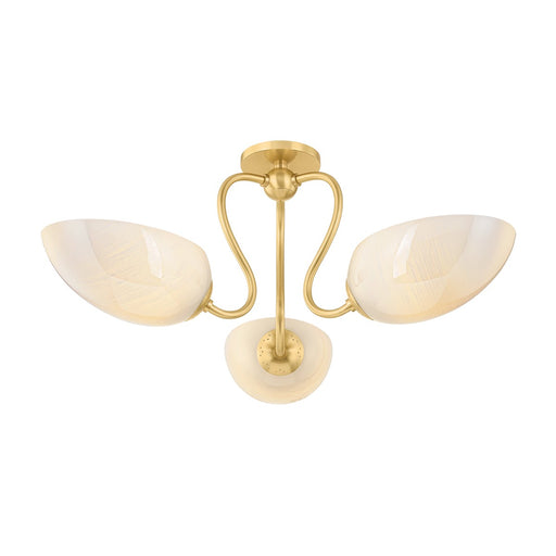 Reva Three Light Semi Flush Mount Aged Brass