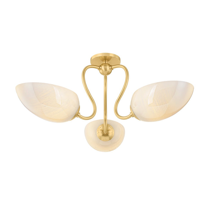 Mitzi - H1064603-AGB - Three Light Semi Flush Mount - Reva - Aged Brass