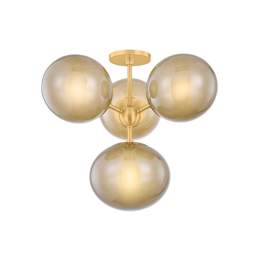 Zaley Four Light Semi Flush Mount Aged Brass