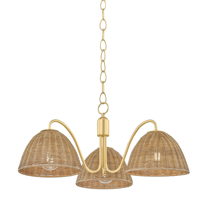 Mitzi - H1081803-AGB - Three Light Chandelier - Katniss - Aged Brass