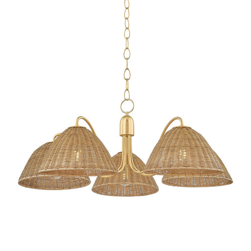 Katniss Five Light Chandelier Aged Brass