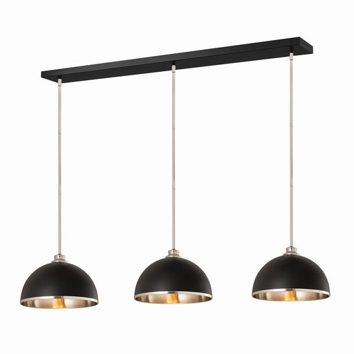 Landry Three Light Pendant Matte Black + Brushed Nickel
