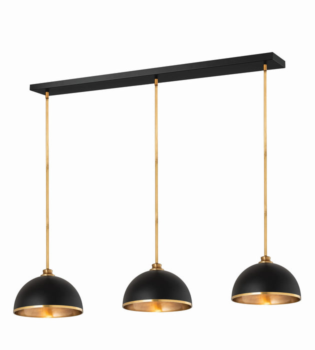 Z-Lite - 1004P14-3L-MB-RB - Three Light Pendant - Landry - Matte Black + Rubbed Brass