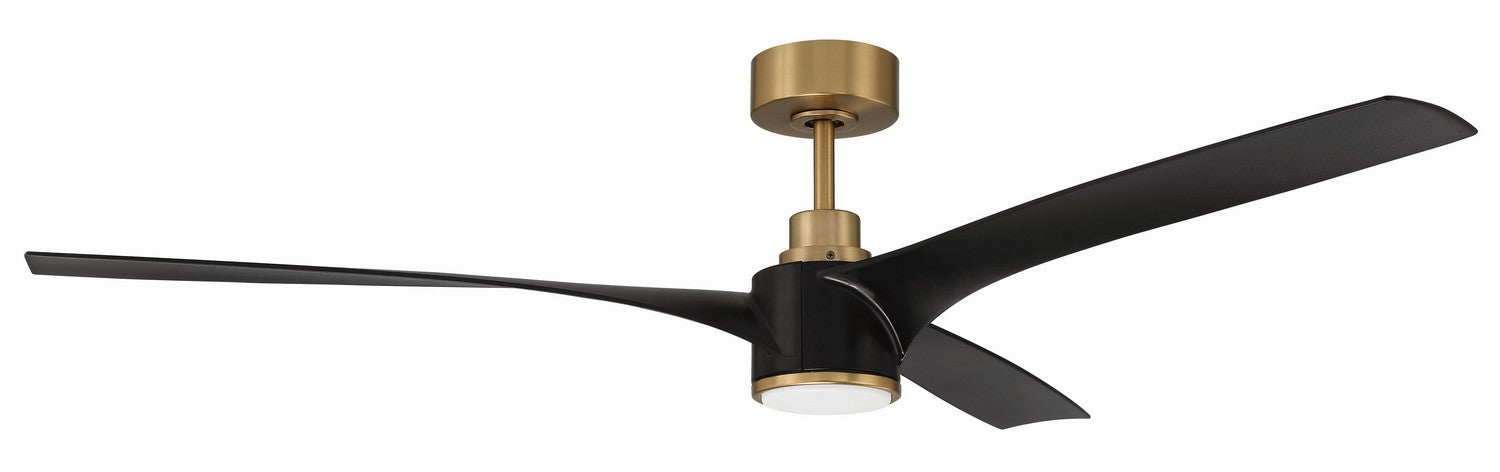 Craftmade - PHB60FBSB3-NWF - 60"Ceiling Fan - Phoebe 60" Indoor Ceiling Fan without Wifi - Flat Black/Satin Brass