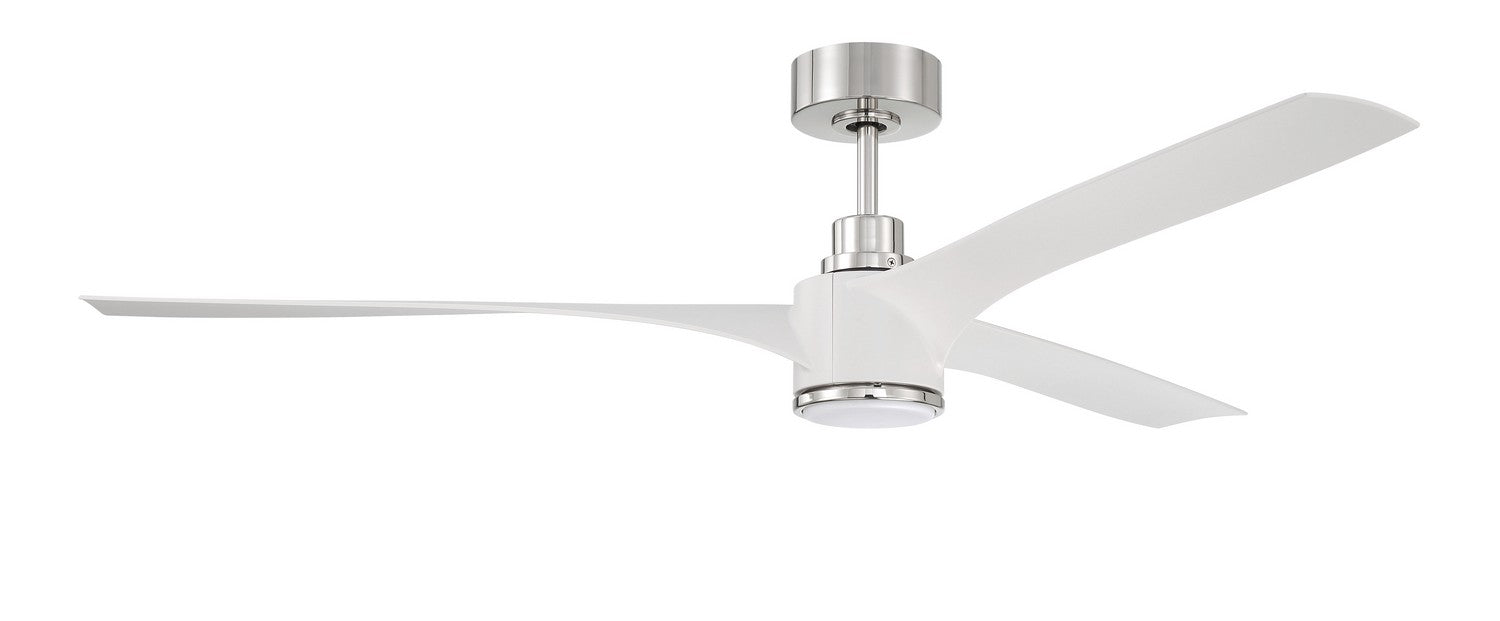 Craftmade - PHB60WPLN3-NWF - 60"Ceiling Fan - Phoebe 60" Indoor Ceiling Fan without Wifi - White/Polished Nickel