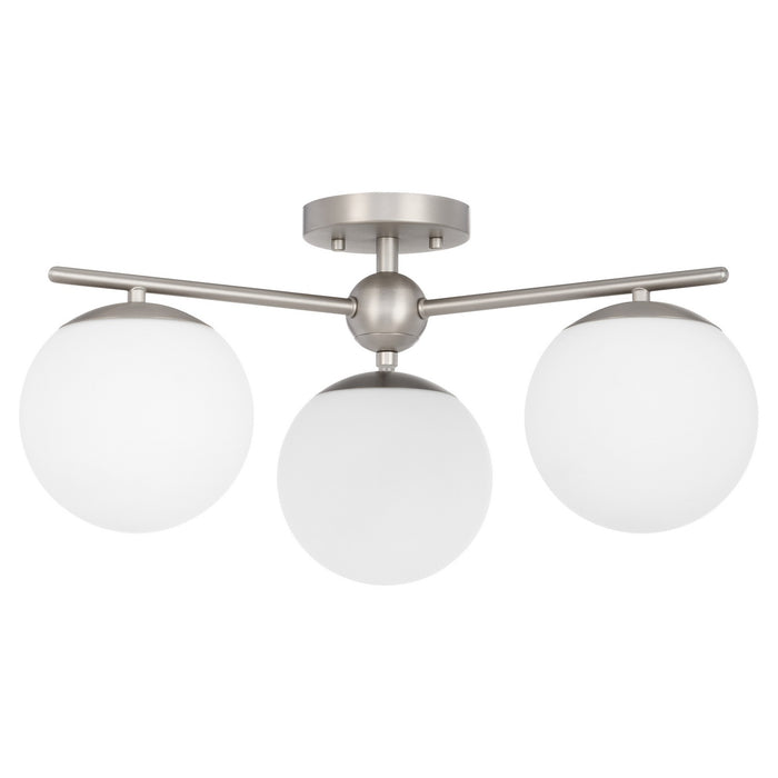 Quorum - 339-3-65 - Three Light Semi-Flush Mount - Jasper - Satin Nickel