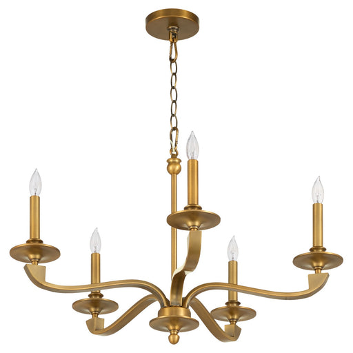 Chantelle Five Light Chandelier Brushed Brass