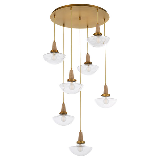 Stockport Seven Light Pendant Brushed Brass