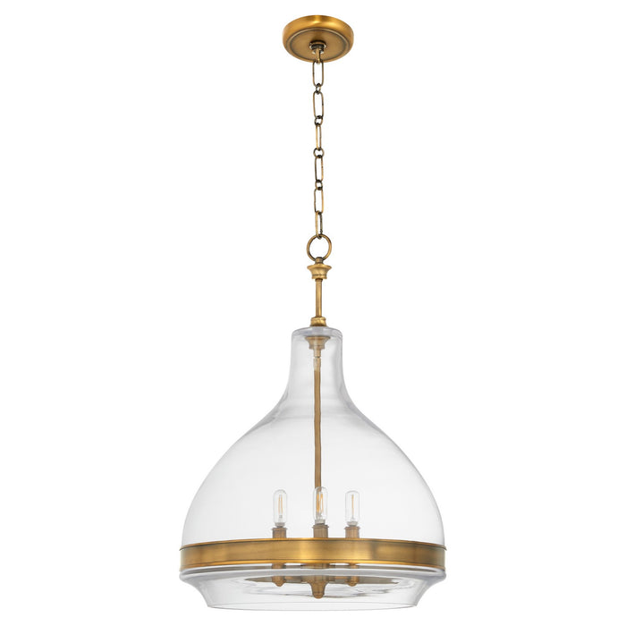 Quorum - 8002-3-47 - Three Light Pendant - Tilbrook - Brushed Brass