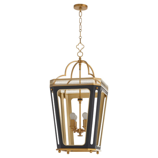 Loire Four Light Pendant Matte Black|Brushed Brass