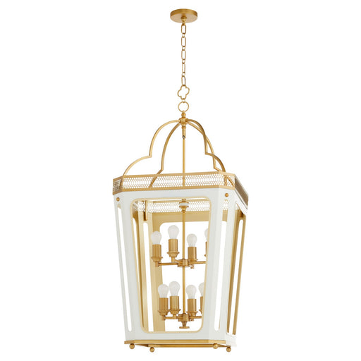 Loire Eight Light Pendant Studio White|Brushed Brass