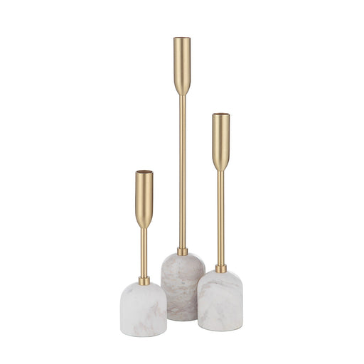Marchesa Set Of 3 Tapered Candle Holder Satin Brass