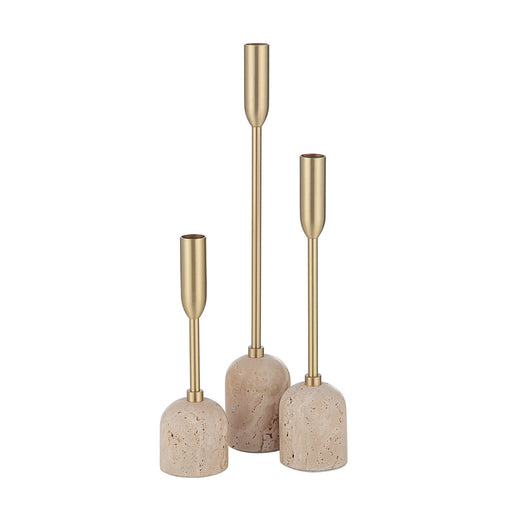 Vesta Set Of 3 Tapered Candle Holder Satin Brass