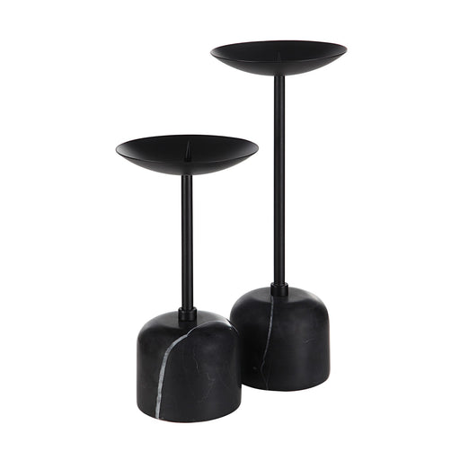 Uma Set Of 2 Pillar Candle Holder Matte Black