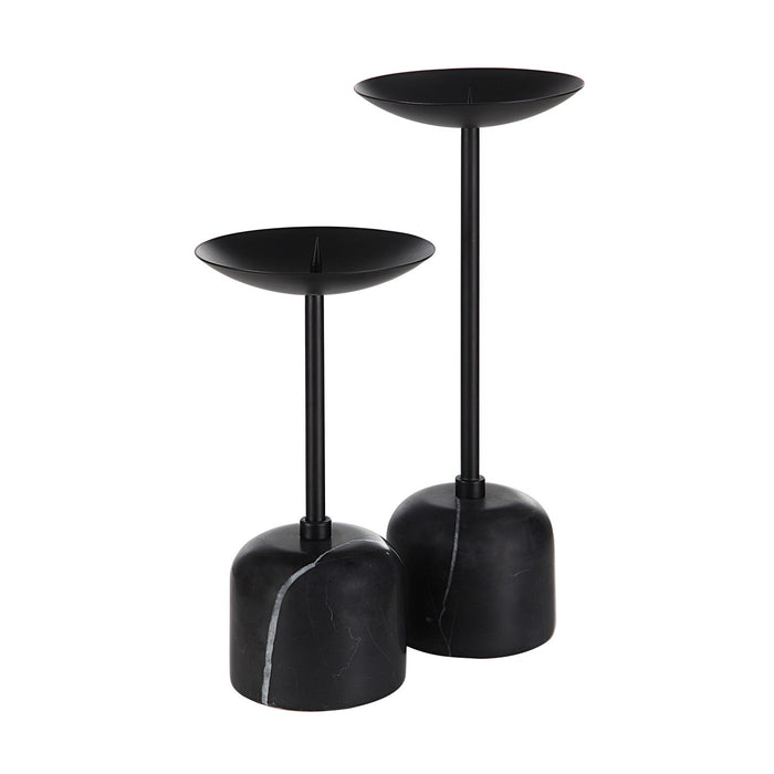 Renwil - CAN185 - Set Of 2 Pillar Candle Holder - Uma - Matte Black