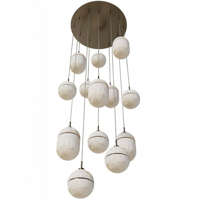 Avenue Lighting - HF2913-AB - 13 Light Pendant - Sedona - Alabaster / Aged Brass