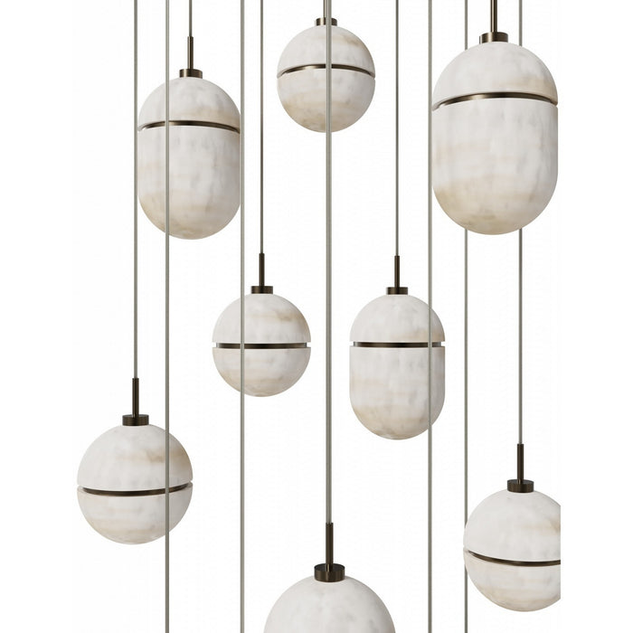 Avenue Lighting - HF2913-AB - 13 Light Pendant - Sedona - Alabaster / Aged Brass