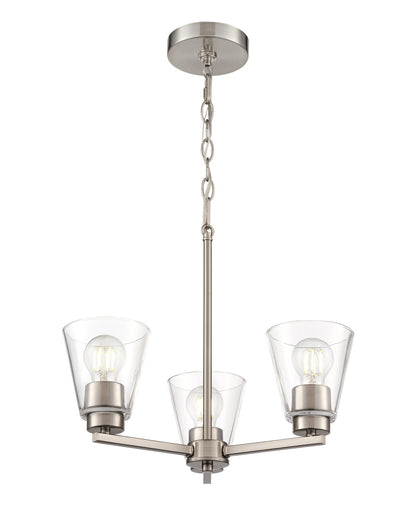Strayhan Three Light Chandelier Brushed Nickel