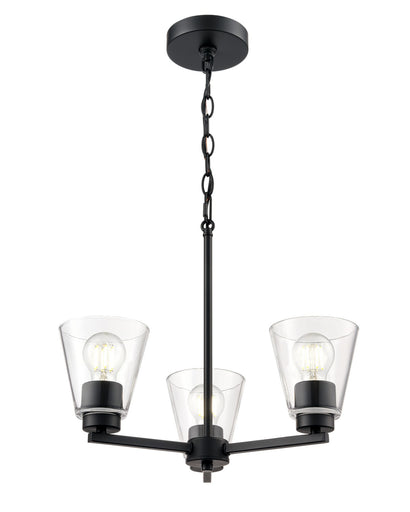 Strayhan Three Light Chandelier Matte Black