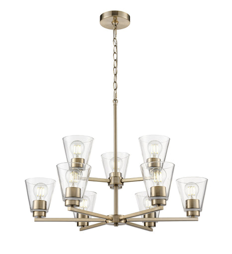 Strayhan Nine Light Chandelier Modern Gold