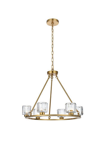 Cadence Six Light Chandelier Satin Gold