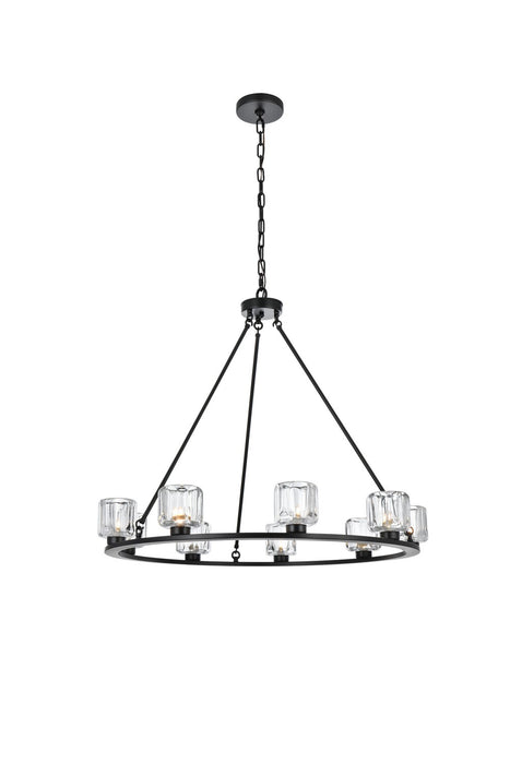 Elegant Lighting - 5100D36BK - Nine Light Chandelier - Cadence - Black