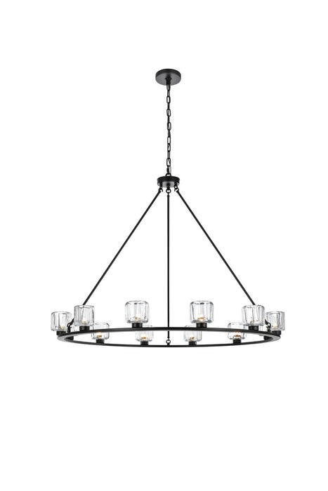 Elegant Lighting - 5100D48BK - 12 Light Chandelier - Cadence - Black