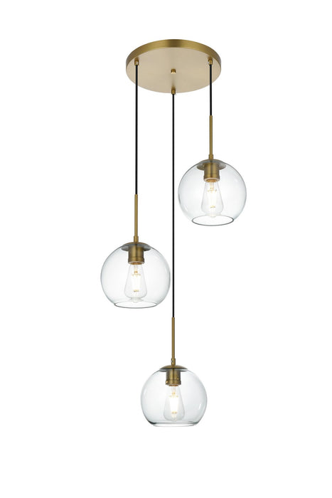 Elegant Lighting - LD2208SG - Three Light Flush Mount - Baxter - Satin Gold