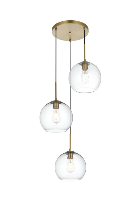 Elegant Lighting - LD2214SG - Three Light Pendant - Baxter - Satin Gold