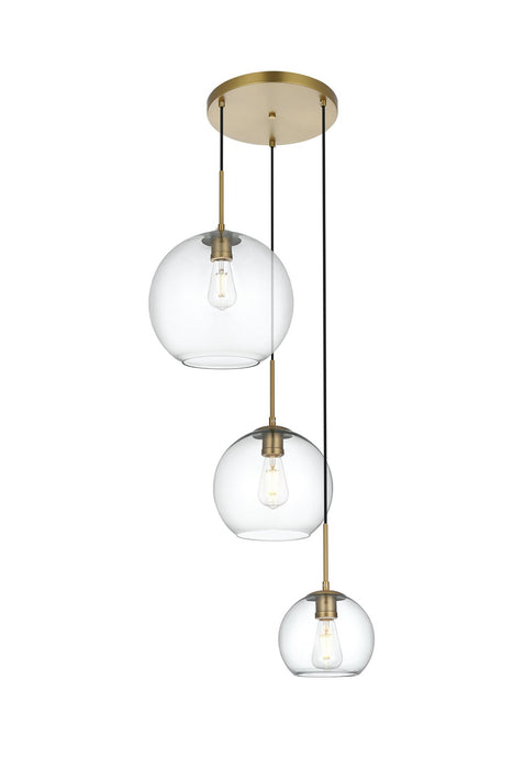 Elegant Lighting - LD2218SG - Three Light Pendant - Baxter - Satin Gold