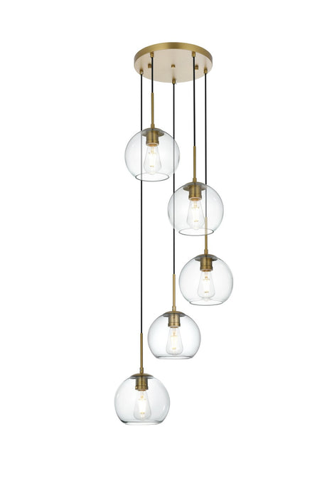 Elegant Lighting - LD2226SG - Five Light Pendant - Baxter - Satin Gold