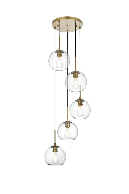 Elegant Lighting - LD2226SG - Five Light Pendant - Baxter - Satin Gold