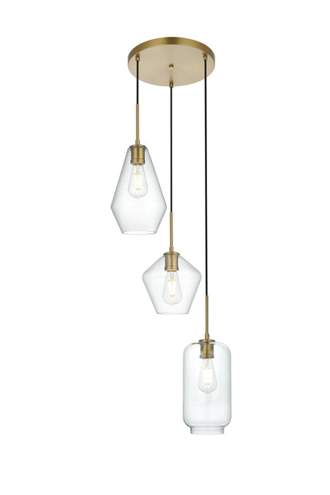 Elegant Lighting - LD2268SG - Three Light Pendant - Gene - Satin Gold