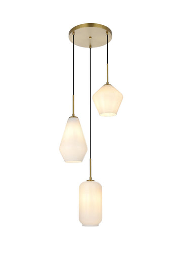 Gene Three Light Pendant Satin Gold