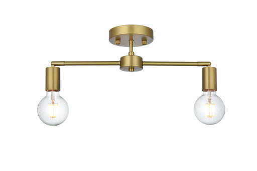 Zane Two Light Flush Mount Satin Gold