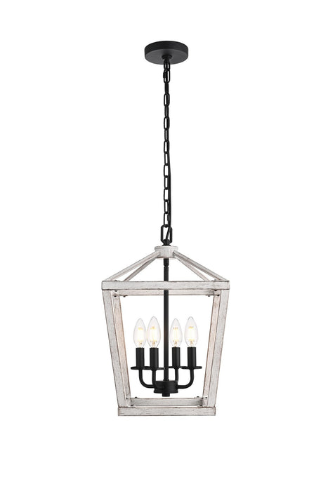 Elegant Lighting - LD511H20WG - Four Light Pendant - Gage - Weathered White