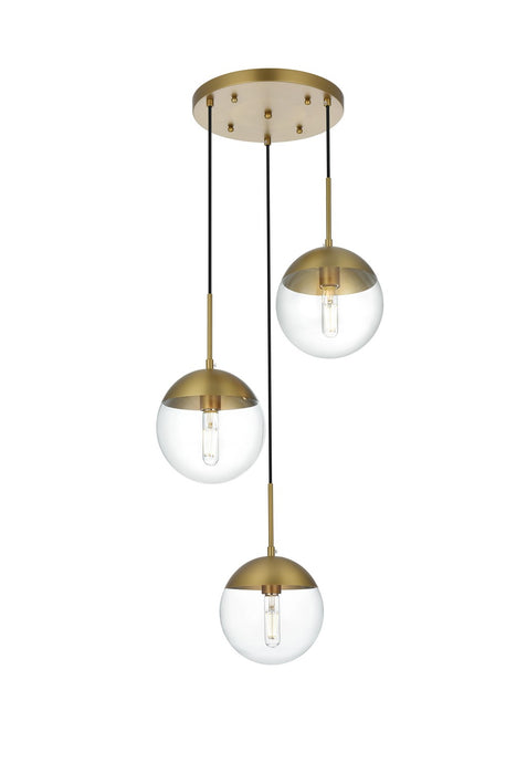 Elegant Lighting - LD6069SG - Three Light Pendant - Eclipse - Satin Gold