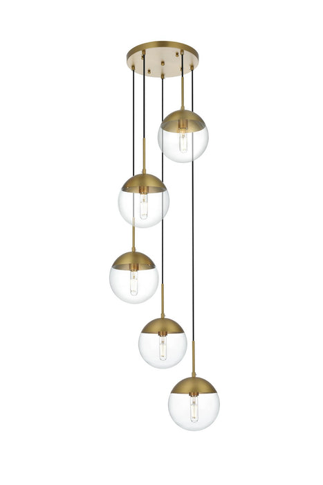 Elegant Lighting - LD6075SG - Five Light Pendant - Eclipse - Satin Gold