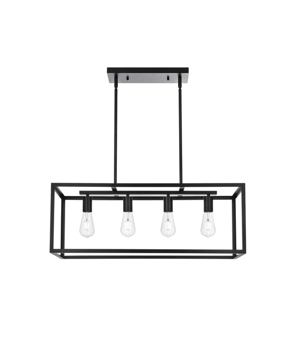 Elegant Lighting - LD723D31BK - Four Light Pendant - Judah - Black