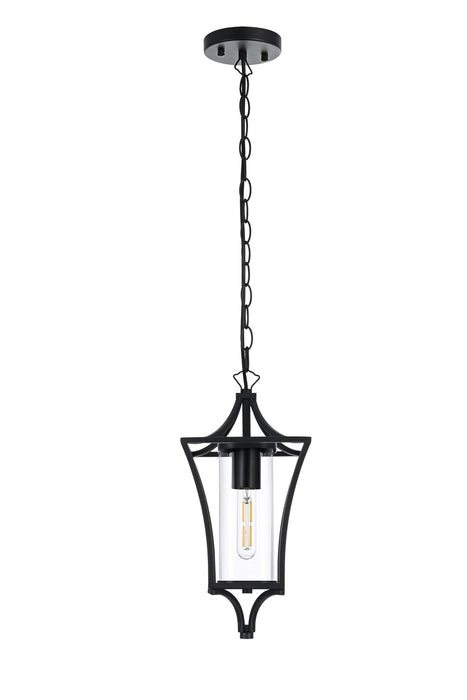 Elegant Lighting - OD311H15BK - One Light Outdoor Pendant - Belgrade - Black