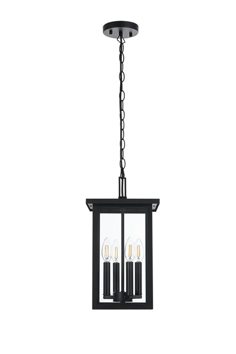 Elegant Lighting - OD324H16BK - Four Light Outdoor Pendant - Sheridan - Black