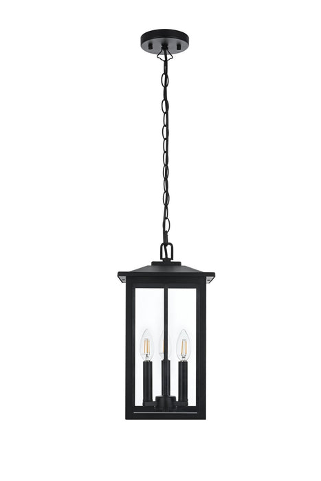 Elegant Lighting - OD325H17BK - Three Light Outdoor Pendant - Carlisle - Black