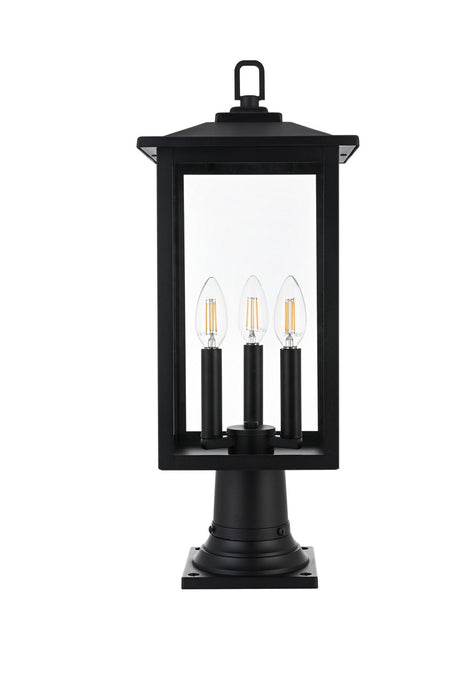 Elegant Lighting - OD325P22BK - Three Light Outdoor Post Mount - Carlisle - Black
